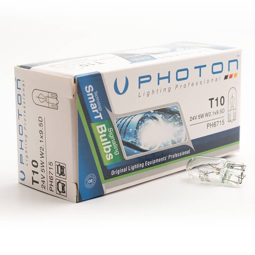 Photon 24V T10 W5W Dipsiz Standart Ampul PH6715 (10 Adet)