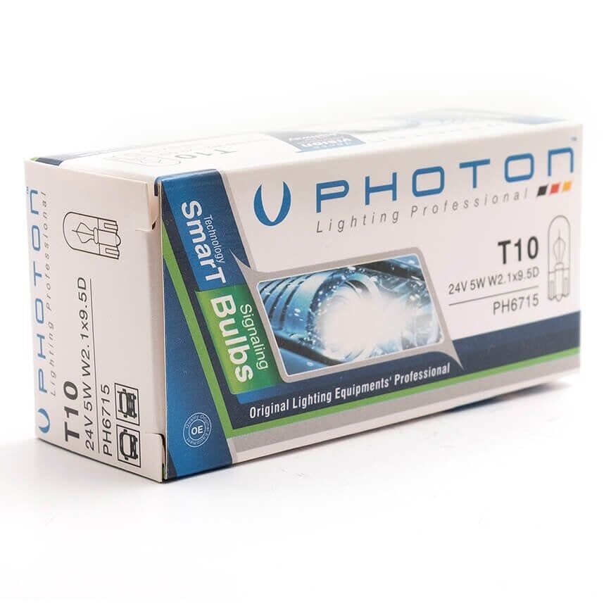 Photon 24V T10 W5W Dipsiz Standart Ampul PH6715 (10 Adet)